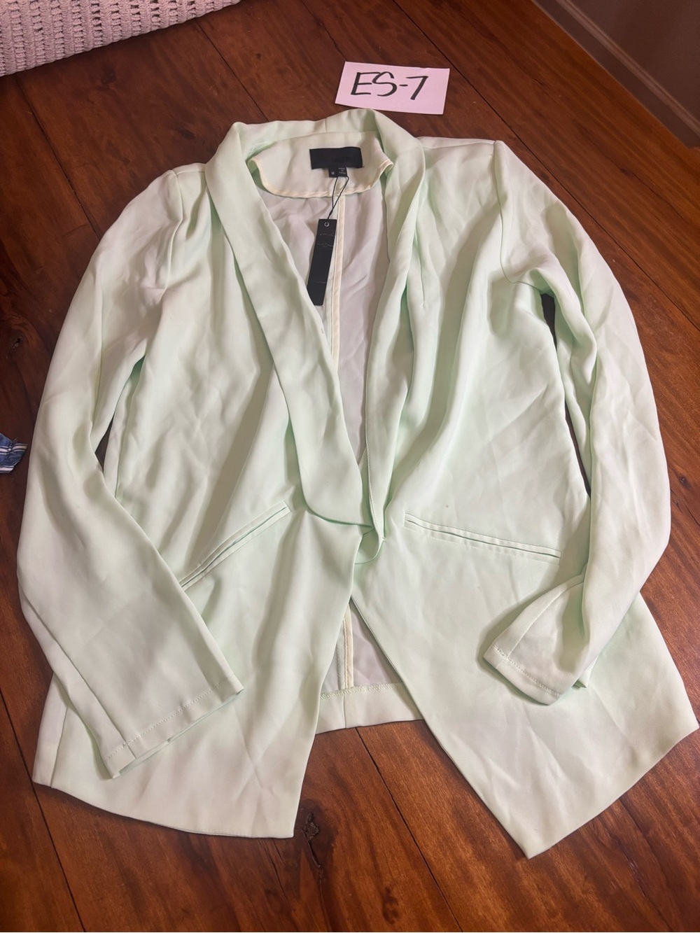 Solemio Light Mint Green Open-Front Blazer Jacket